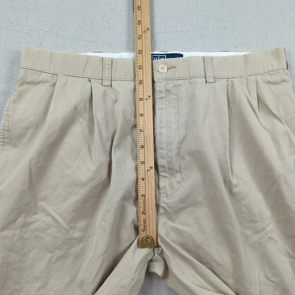 Vtg Polo‎ Ralph Lauren Pants Men 35x32 Khaki Hammond Pleated Cuffed Office